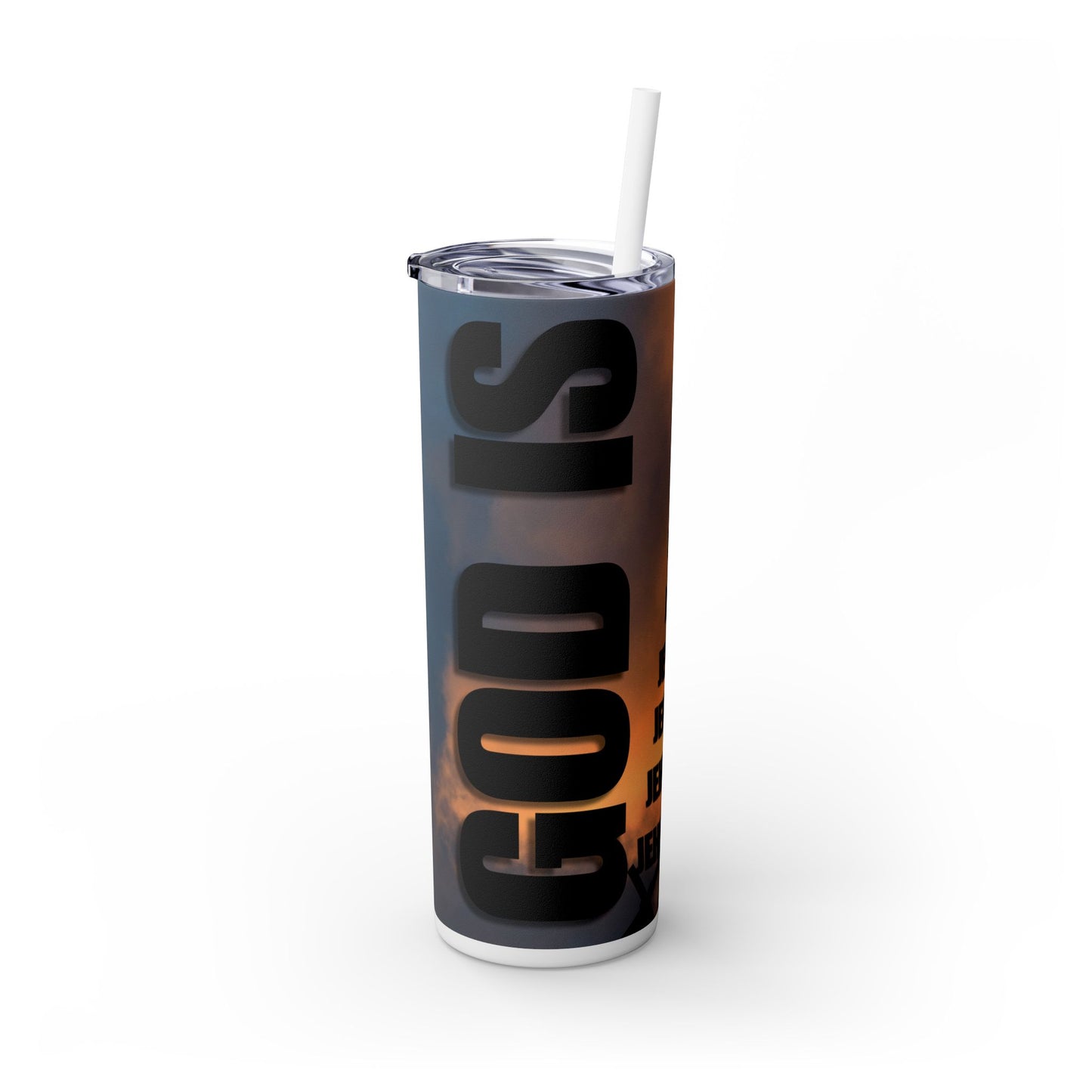God Is Skinny Tumbler with Straw, 20oz